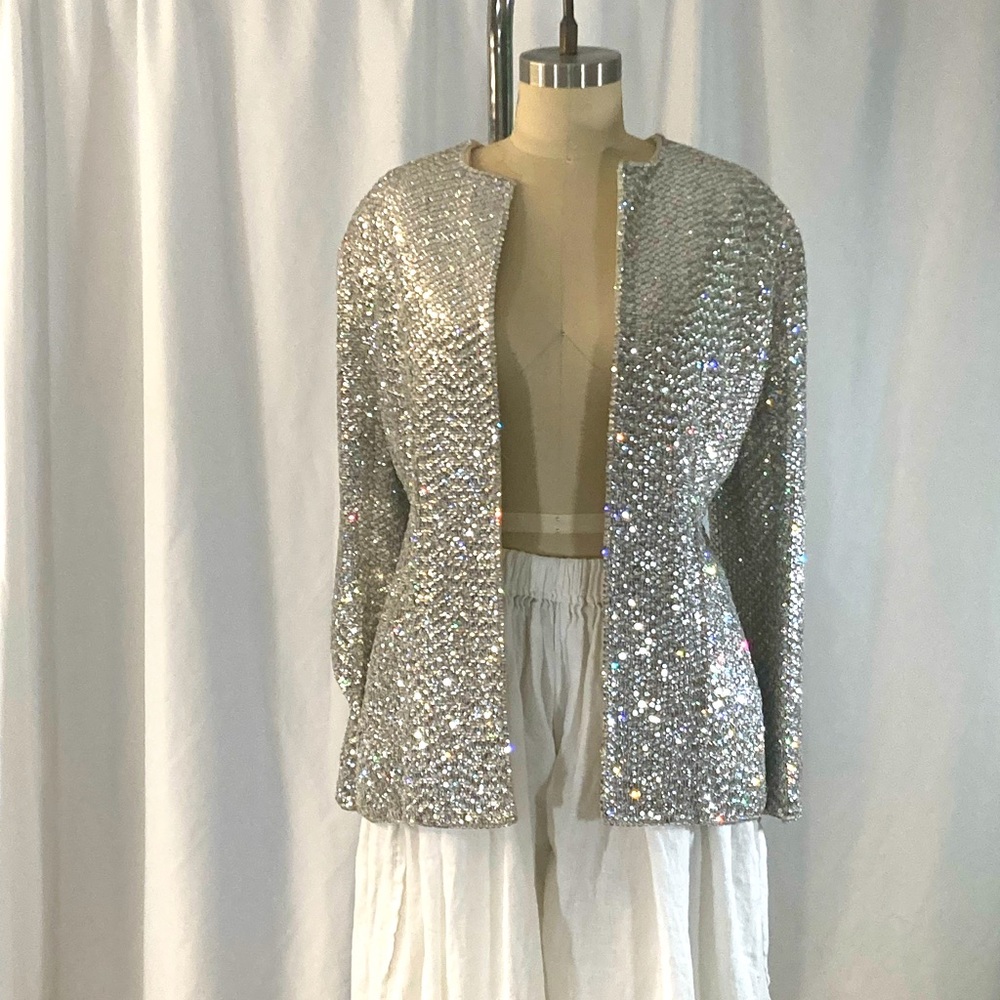 Heavy sequined jacket silk lining